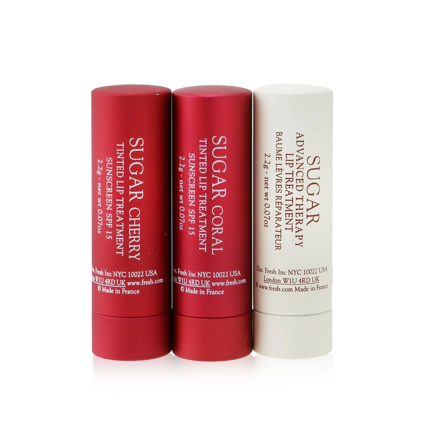 Fresh Sugar Lip Treatment Trio Set: 1x Sugar Lip Treatment Advanced Therapy - 2.2g/0.07oz + 2x Mini Sugar Lip Treatment SPF 15 (#Coral + #Cherry)  3x2.2g/0.07oz - Olabens