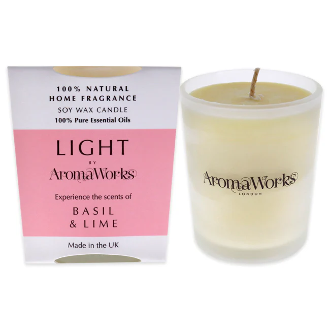 Aromaworks Light Candle Small - Basil and Lime by Aromaworks for Unisex - 2.65 oz Candle - Olabens