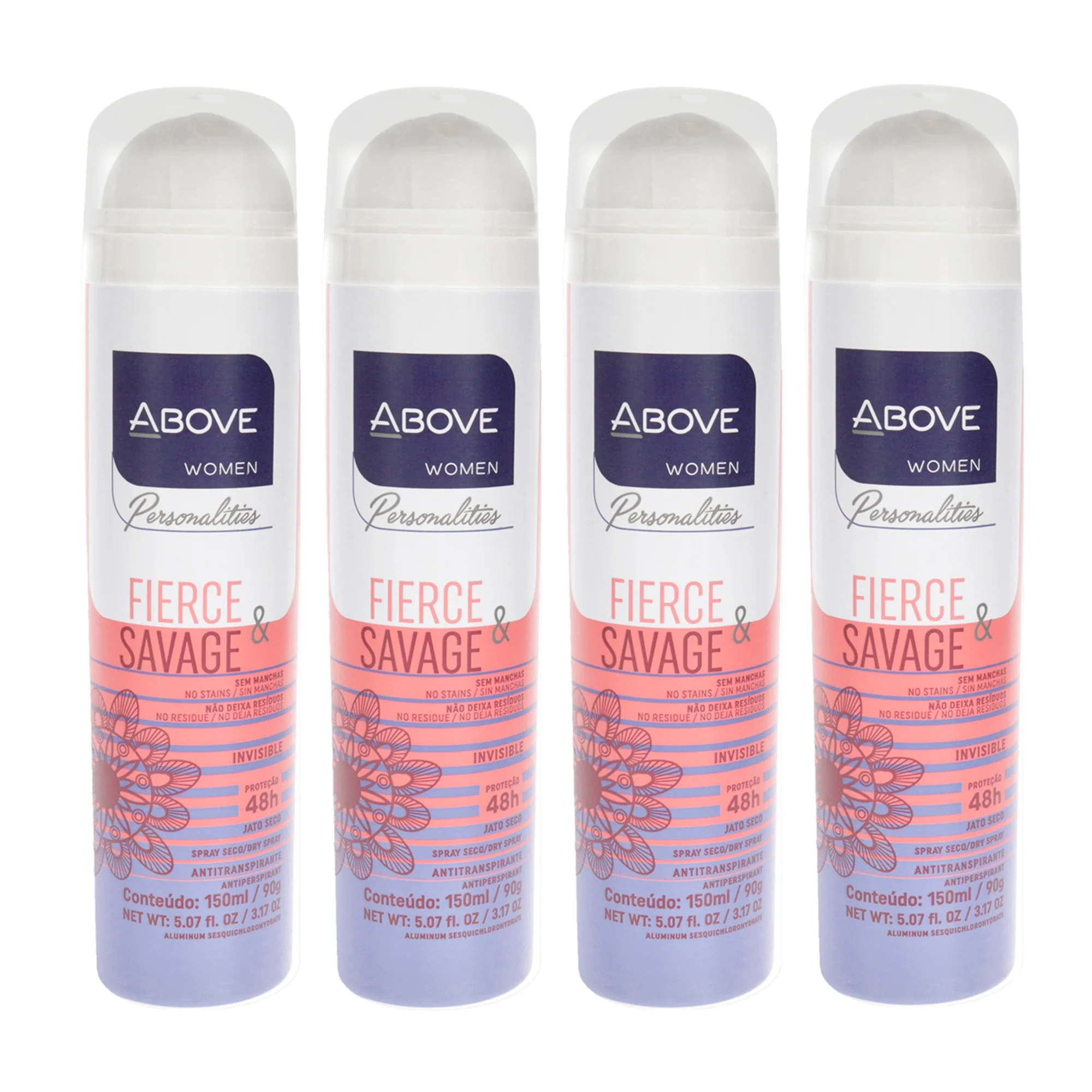 48 Hours Personalities Antiperspirant Deodorant - Fierce and Savage by Above for Women - 3.17 oz Deodorant Spray - Pack of 4 - Olabens