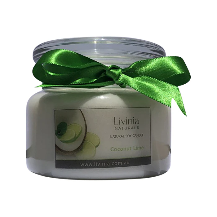 Livinia Natural Livinia Soy Candle Apothecary Jar Coconut & Lime Fragrance Oil - Olabens
