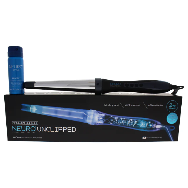 Paul Mitchell Neuro Unclipped Curling Iron - Model # NSCNAS - Black/Silver by Paul Mitchell for Unisex - 1.25 Inch Curling Iron - Olabens