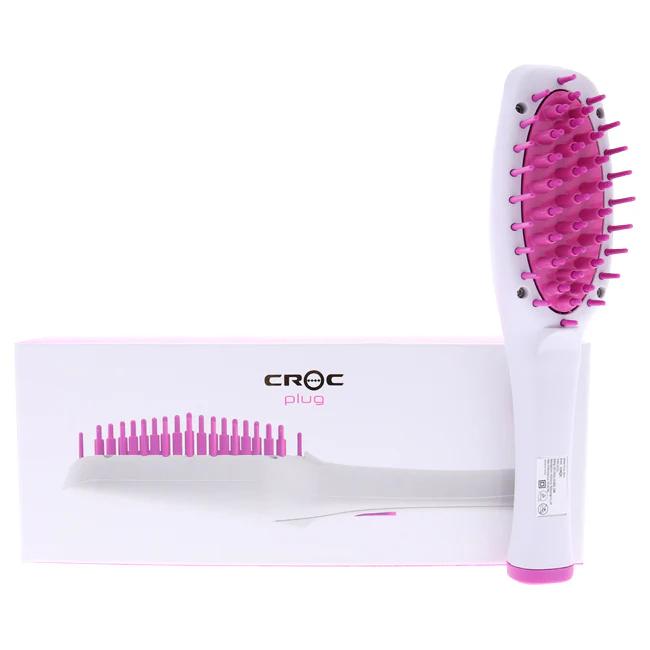 Croc Plug Detachable Mini Hot Brush - White-Pink by Croc for Unisex - 1 Pc Hot Brush - Olabens