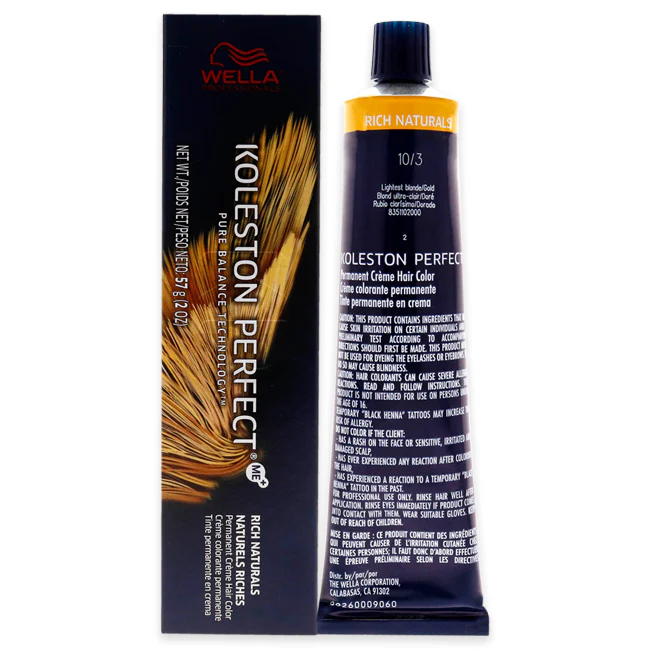 Wella Koleston Perfect Permanent Creme Hair Color - 10 3 Lightest Blonde-Gold by Wella for Unisex - 2 oz Hair Color - Olabens