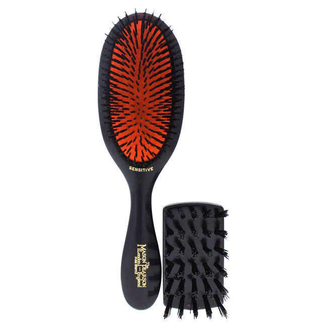 Sensitive Bristle Brush - SB3 Dark Ruby by Mason Pearson for Unisex - 2 Pc Hair Brush and Cleaner Brush - Olabens