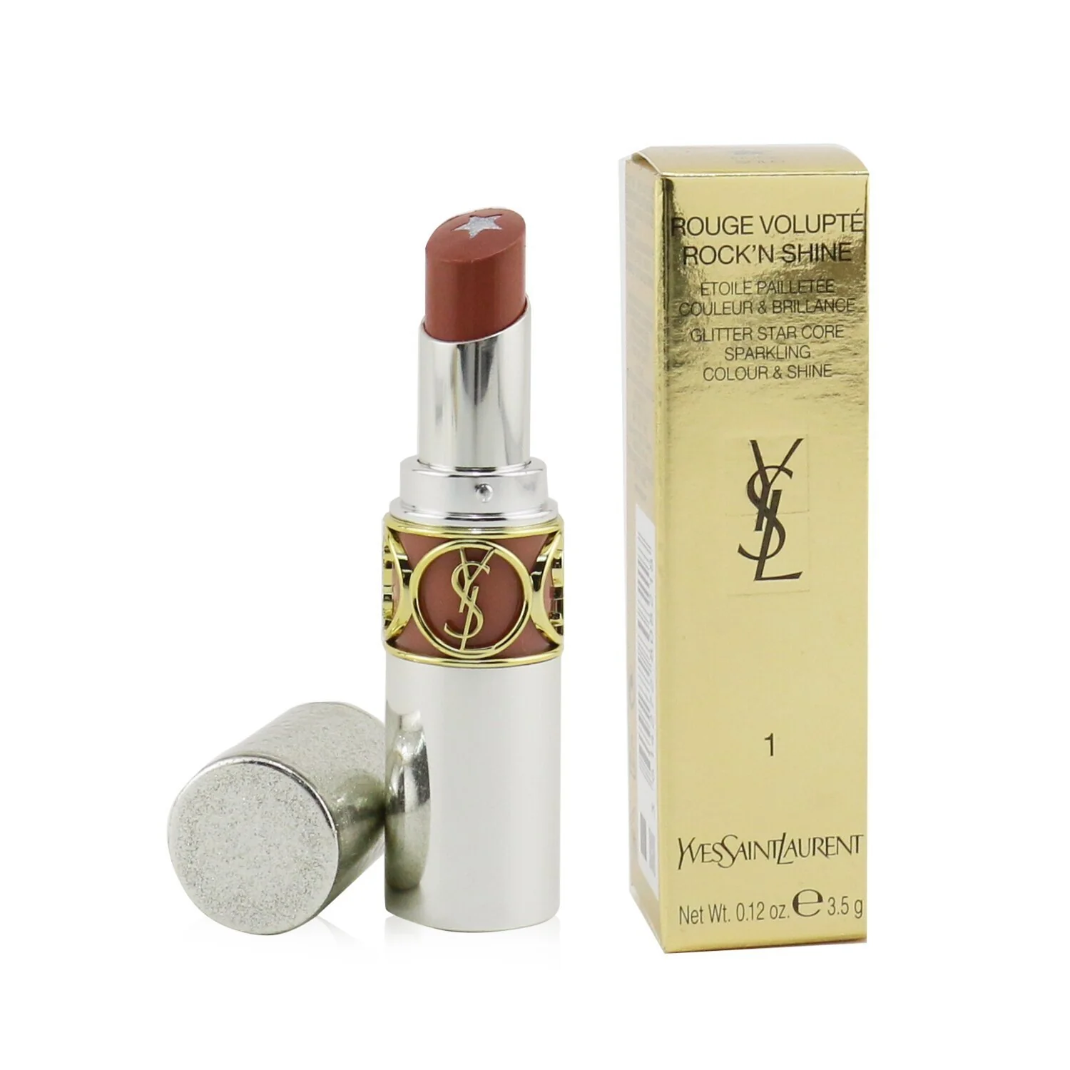 Yves Saint Laurent Rouge Volupte Rock'N Shine Lipstick - # 01 Nude Solo  3.5g/0.12oz - Olabens