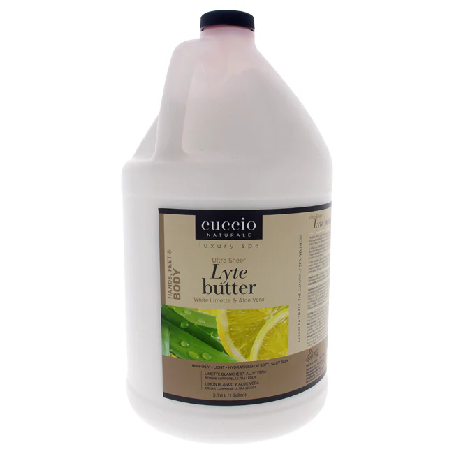 Cuccio Ultra Sheer Lyte Butter - White Limetta and Aloe Vera by Cuccio for Unisex - 1 Gallon Body Butter - Olabens