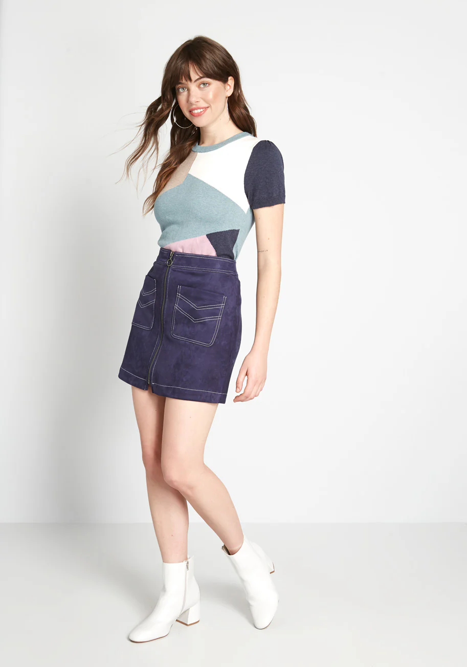 Masterful Mosaic Short Sleeve Sweater - Olabens