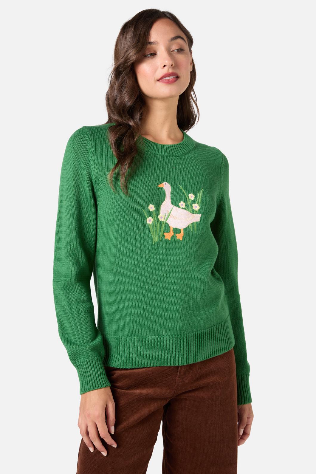 Goose Embroidered Knit Jumper - Olabens