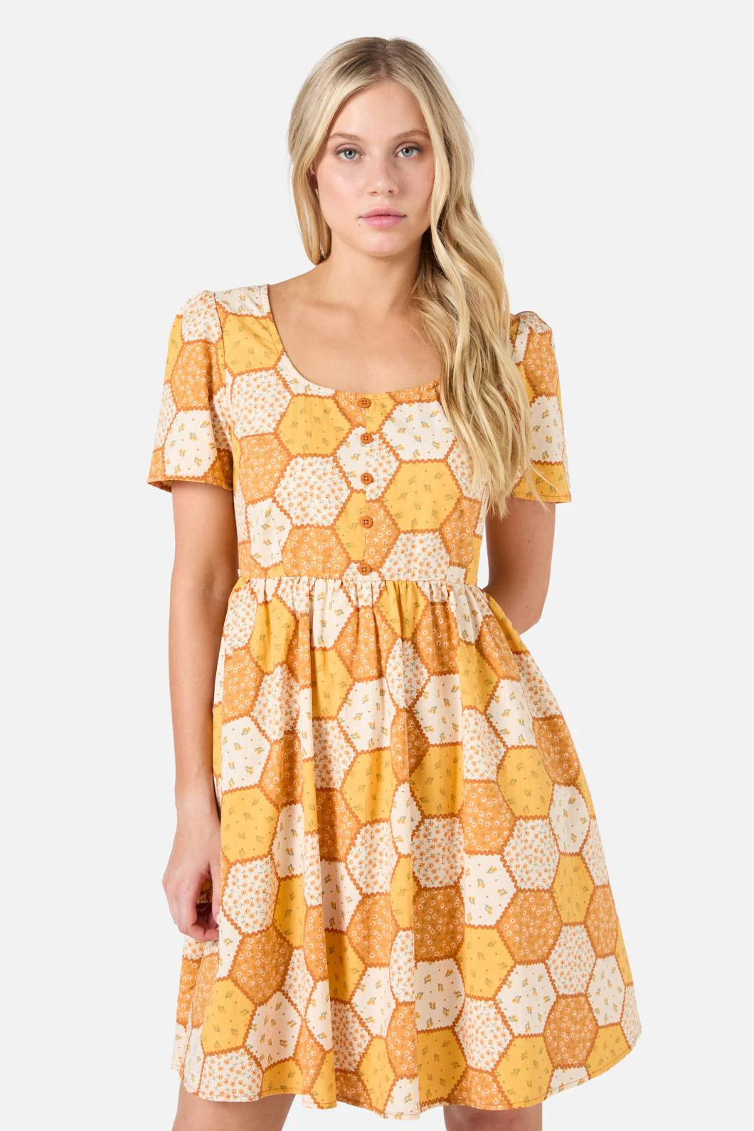 Patchwork Sleeved Mini Dress - Olabens