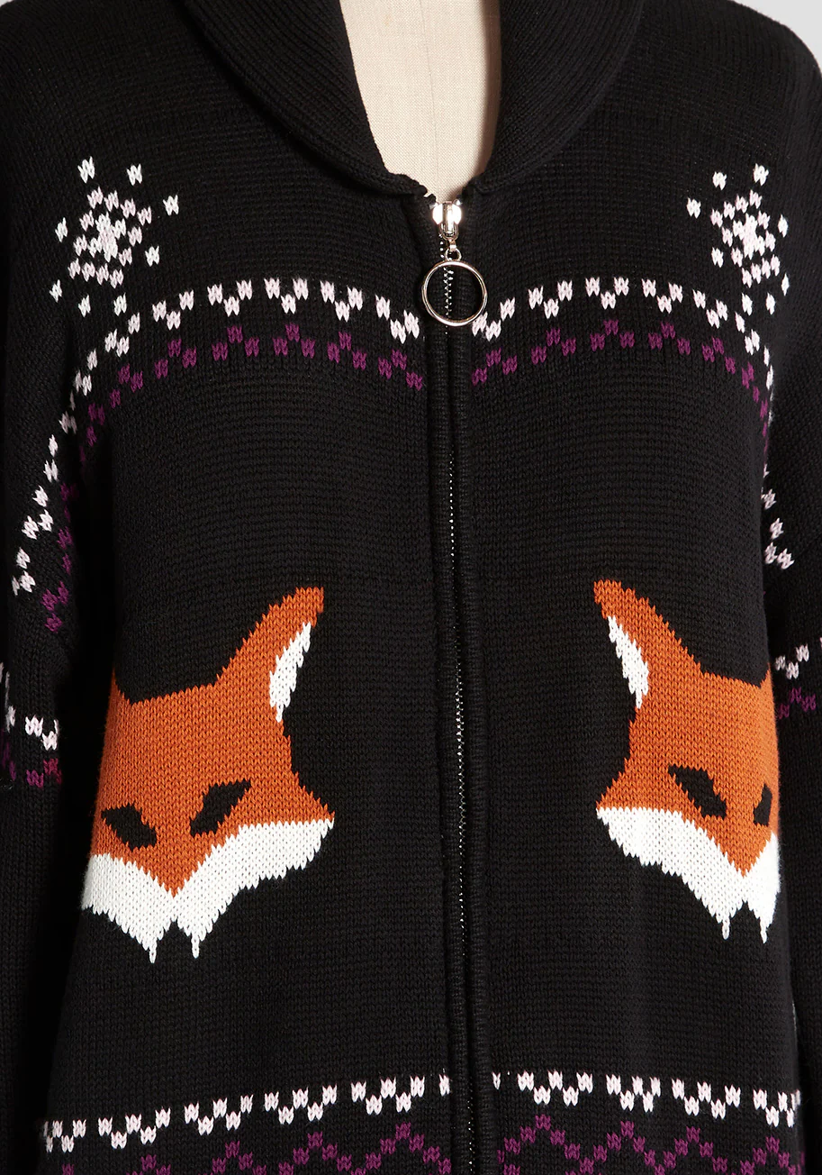 No Fox Given Fair Isle Zip Cardigan - Olabens