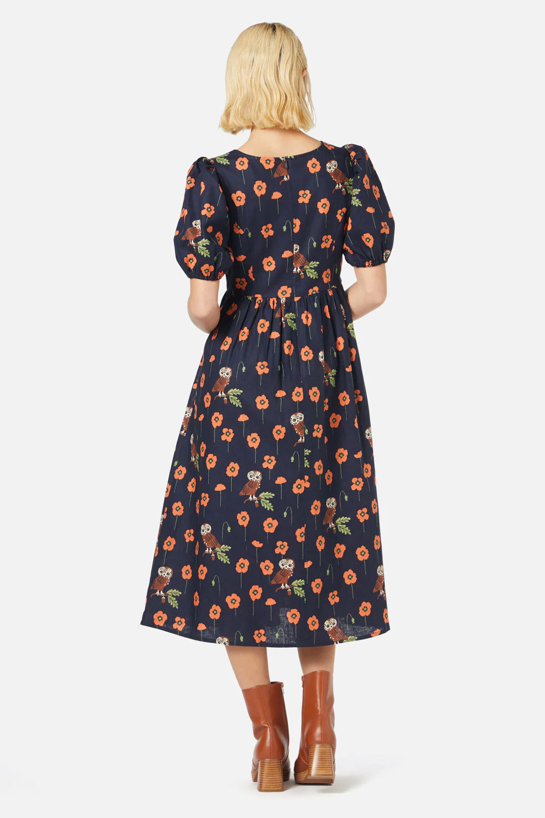 Poppy Owl Midi Dress - Olabens