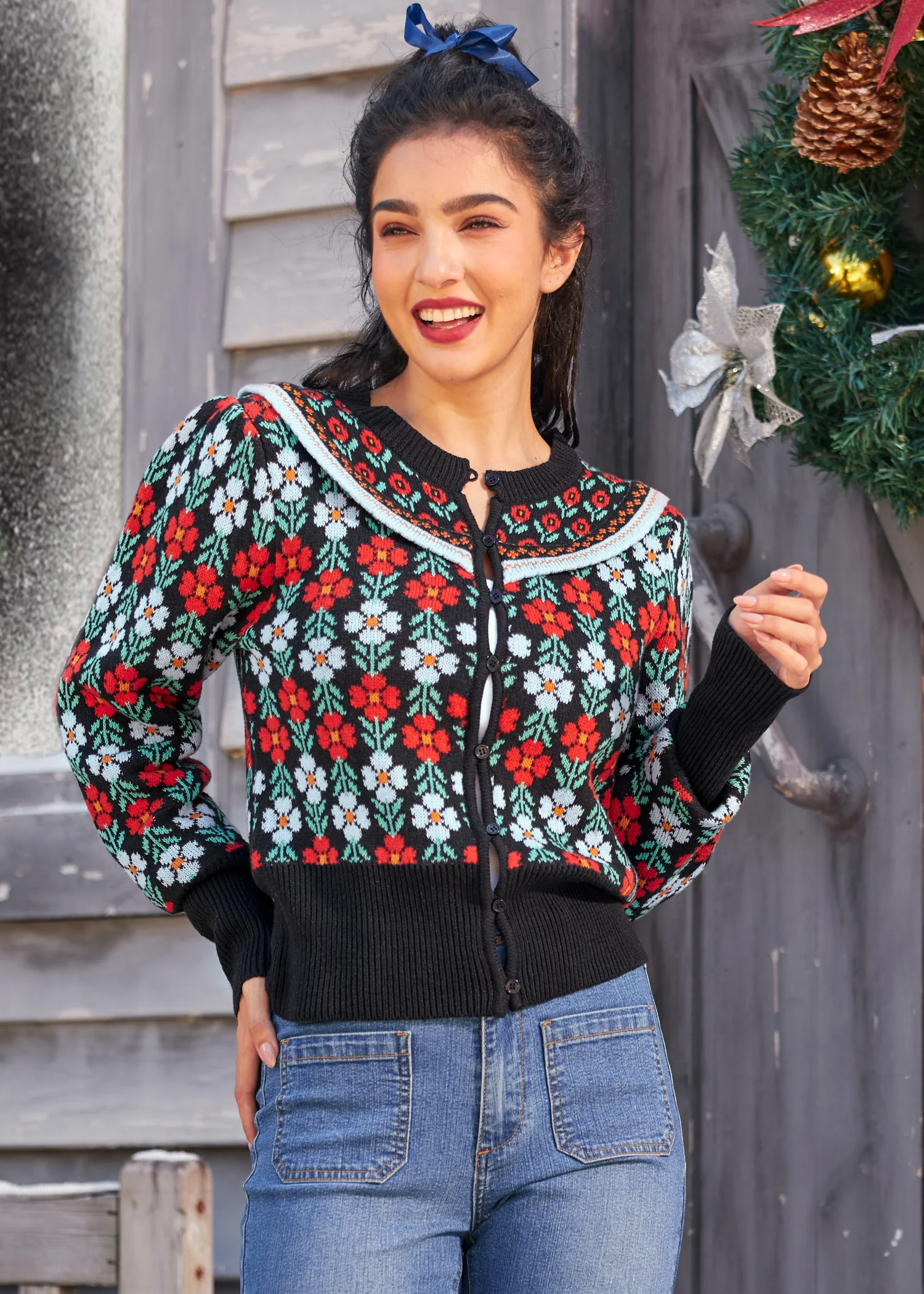 Timeless Tapestry Jacquard Cardigan - Olabens