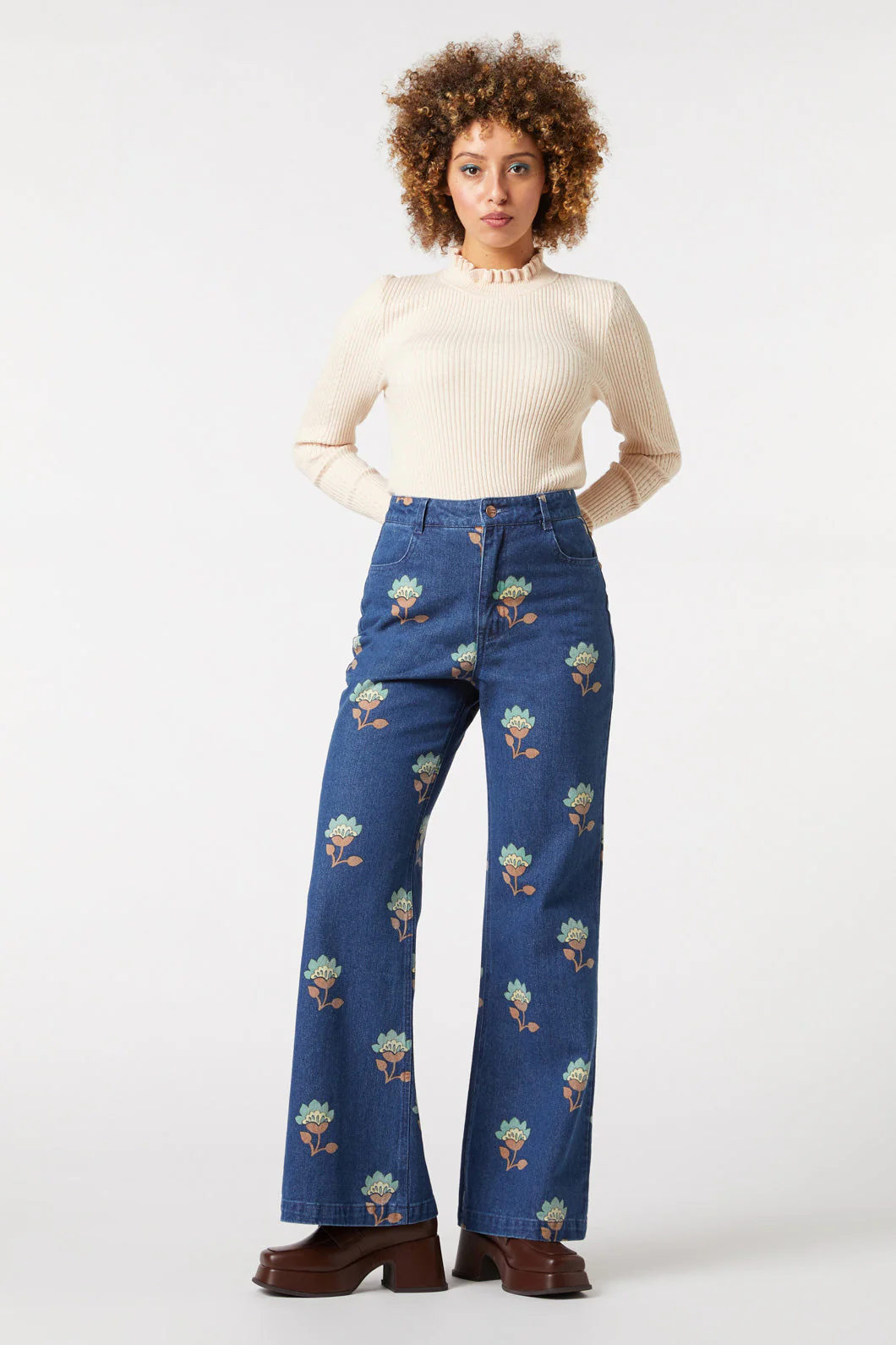Retro Flora Flare Jean - Olabens