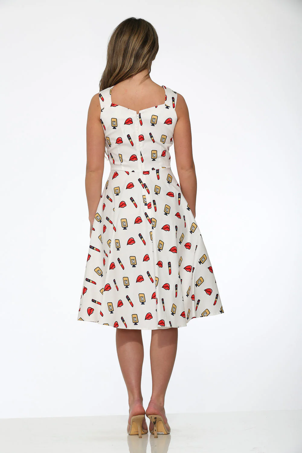 White Red Lipstick Swing Dress - Olabens