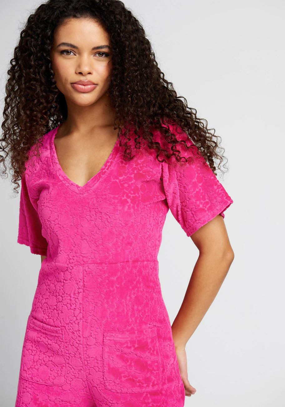 Beach Chaser Velour Romper Sweet Berry - Olabens