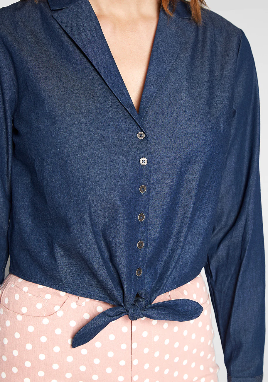 Retro Renewal Cropped Blouse - Olabens