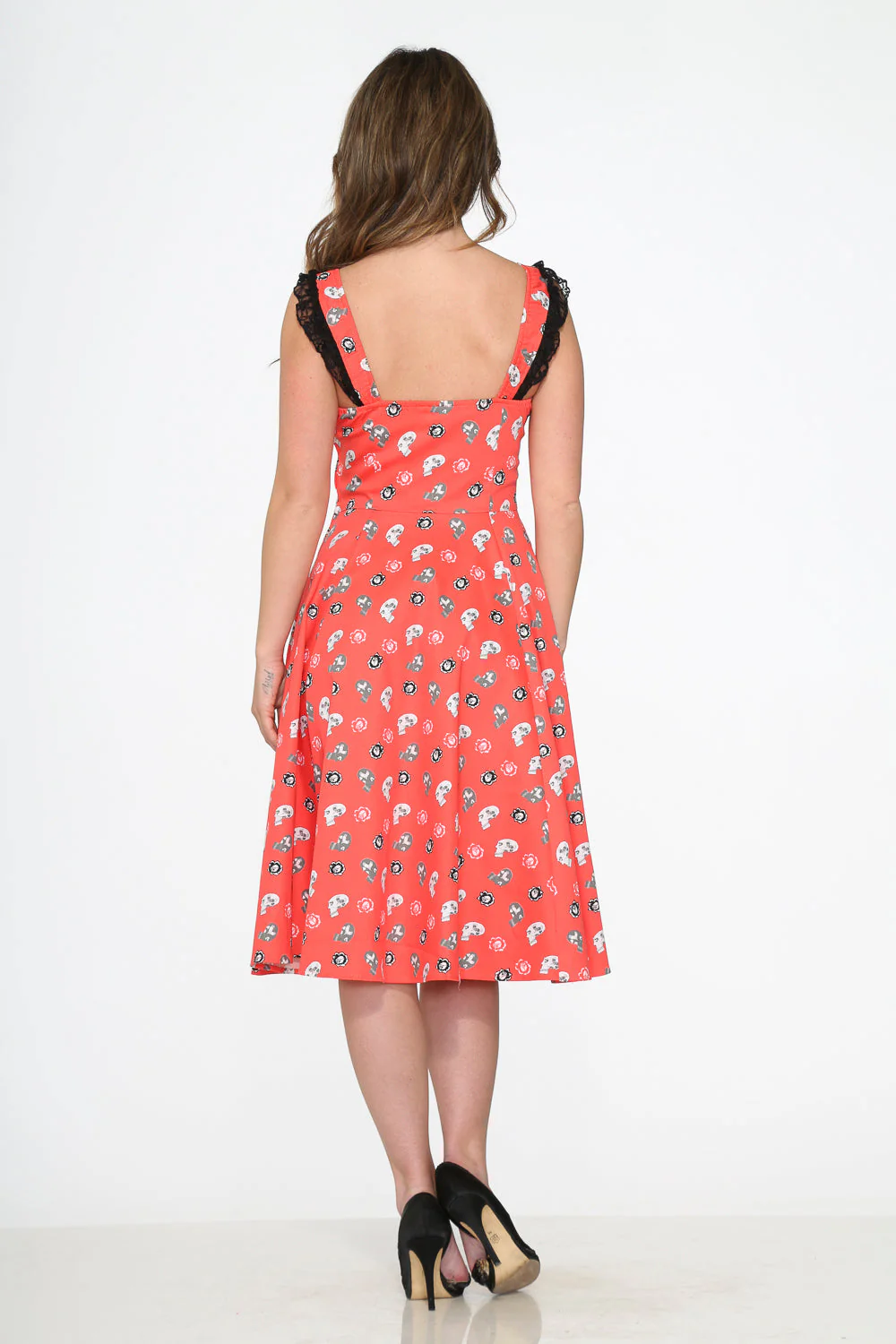 Red Skulls Swing Dress - Olabens