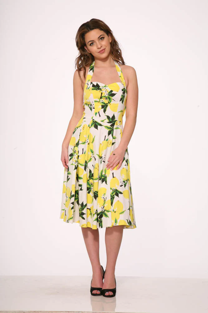 White Lemon Halter Swing Dress - Olabens