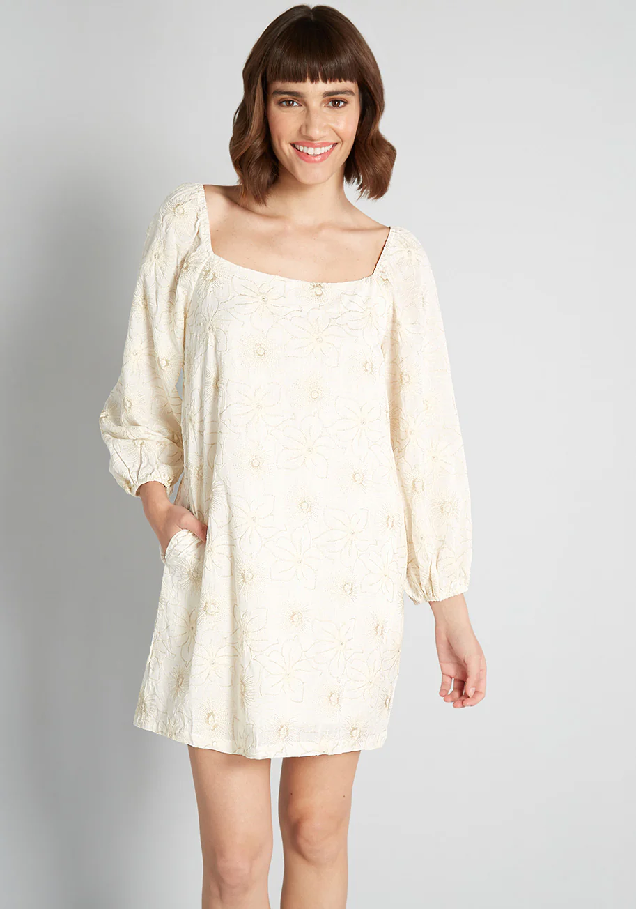 Follow Your Bliss Embroidered Mini Dress - Olabens