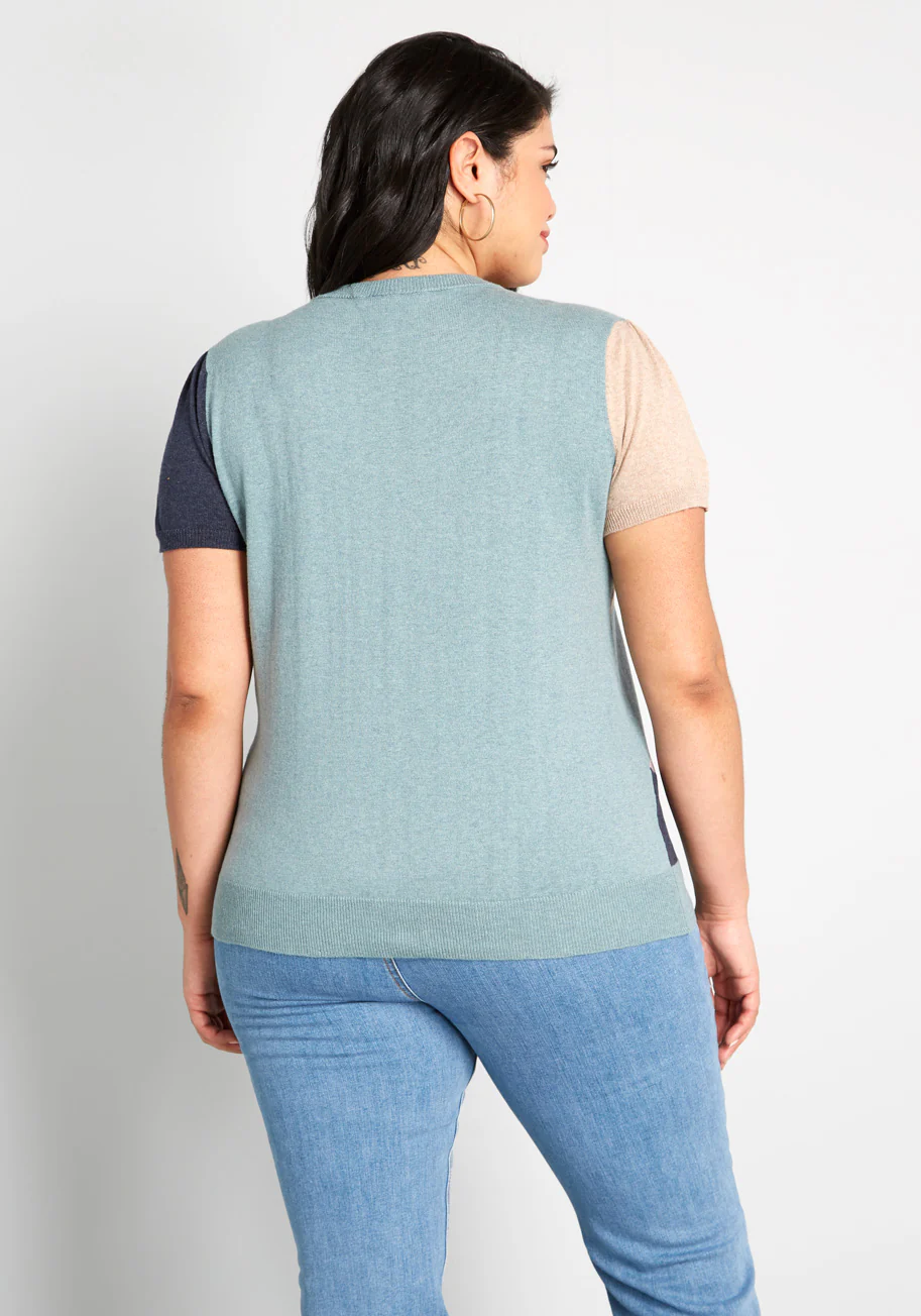 Masterful Mosaic Short Sleeve Sweater - Olabens