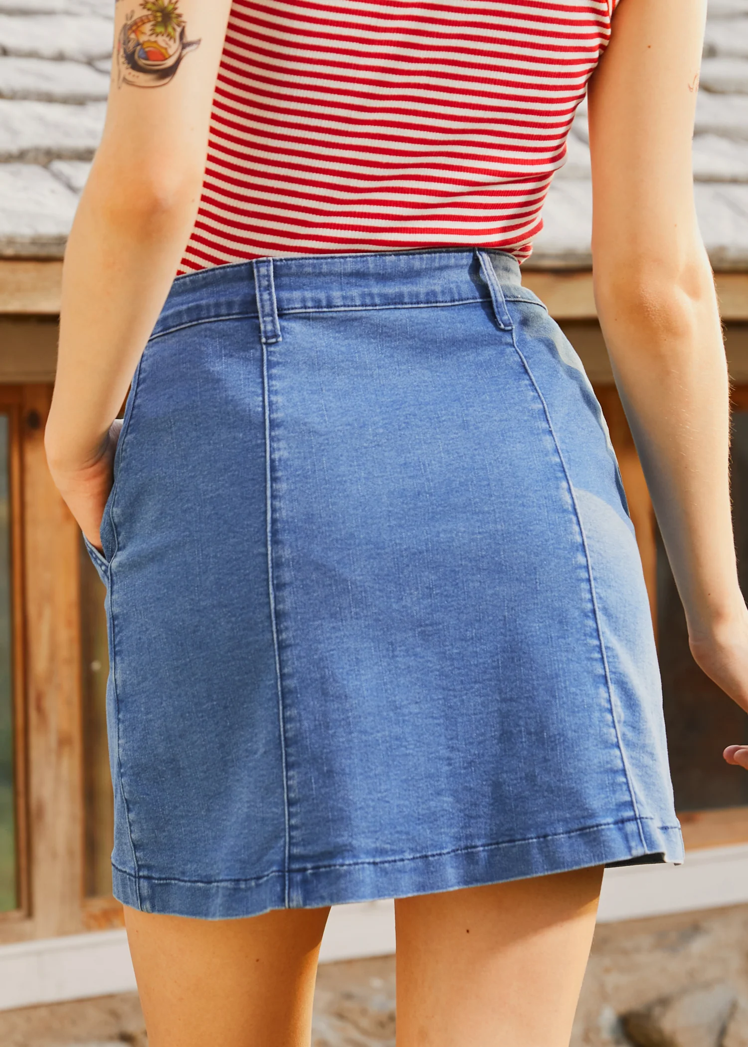 A Spring Fling Button Down A-Line Skirt - Olabens