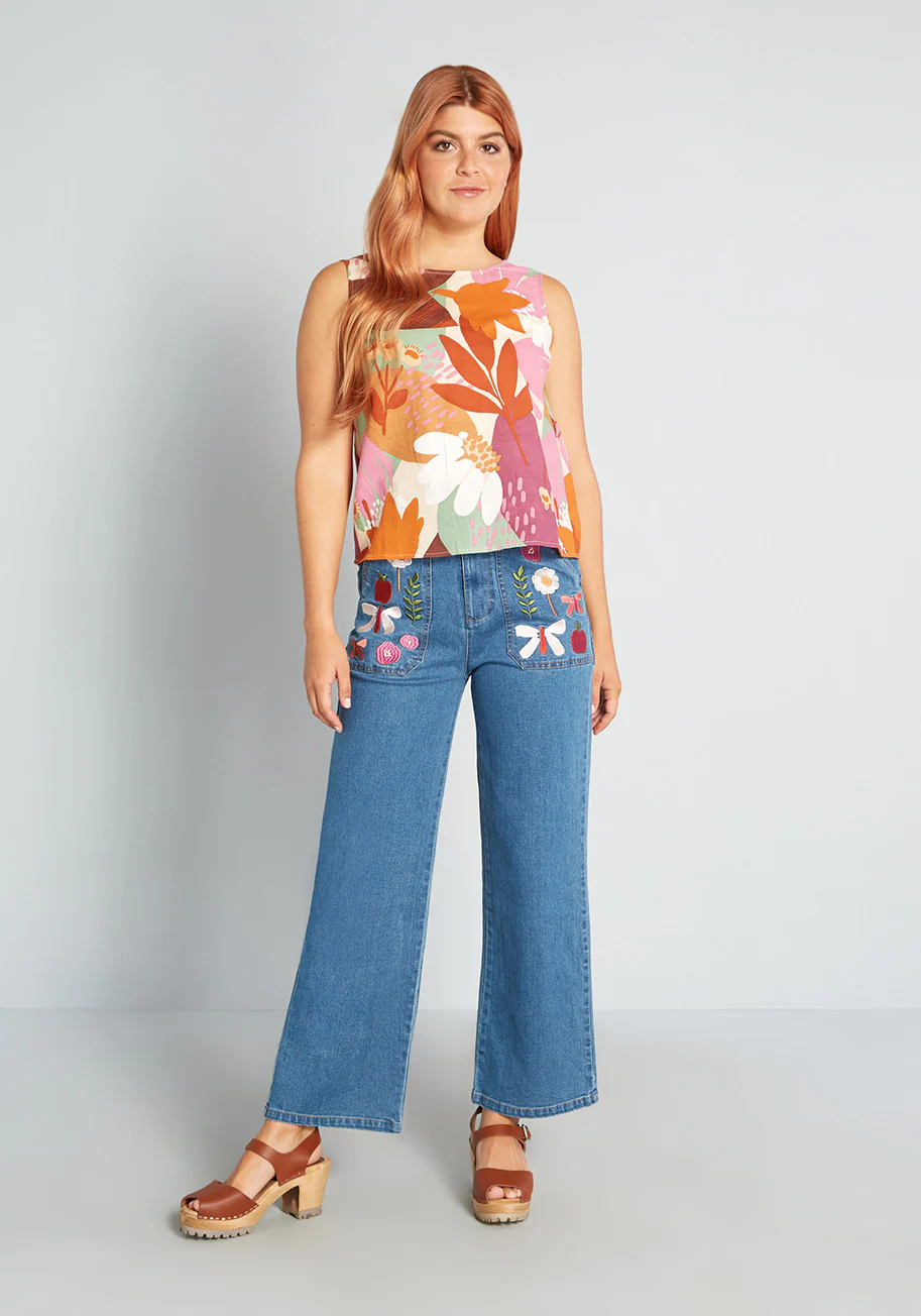 Splash of Nature Wide-Leg Jeans - Olabens
