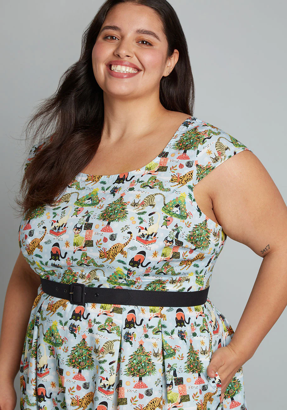 Isnyt X Retrolicious Making Meow-y A-Line Dress - Olabens