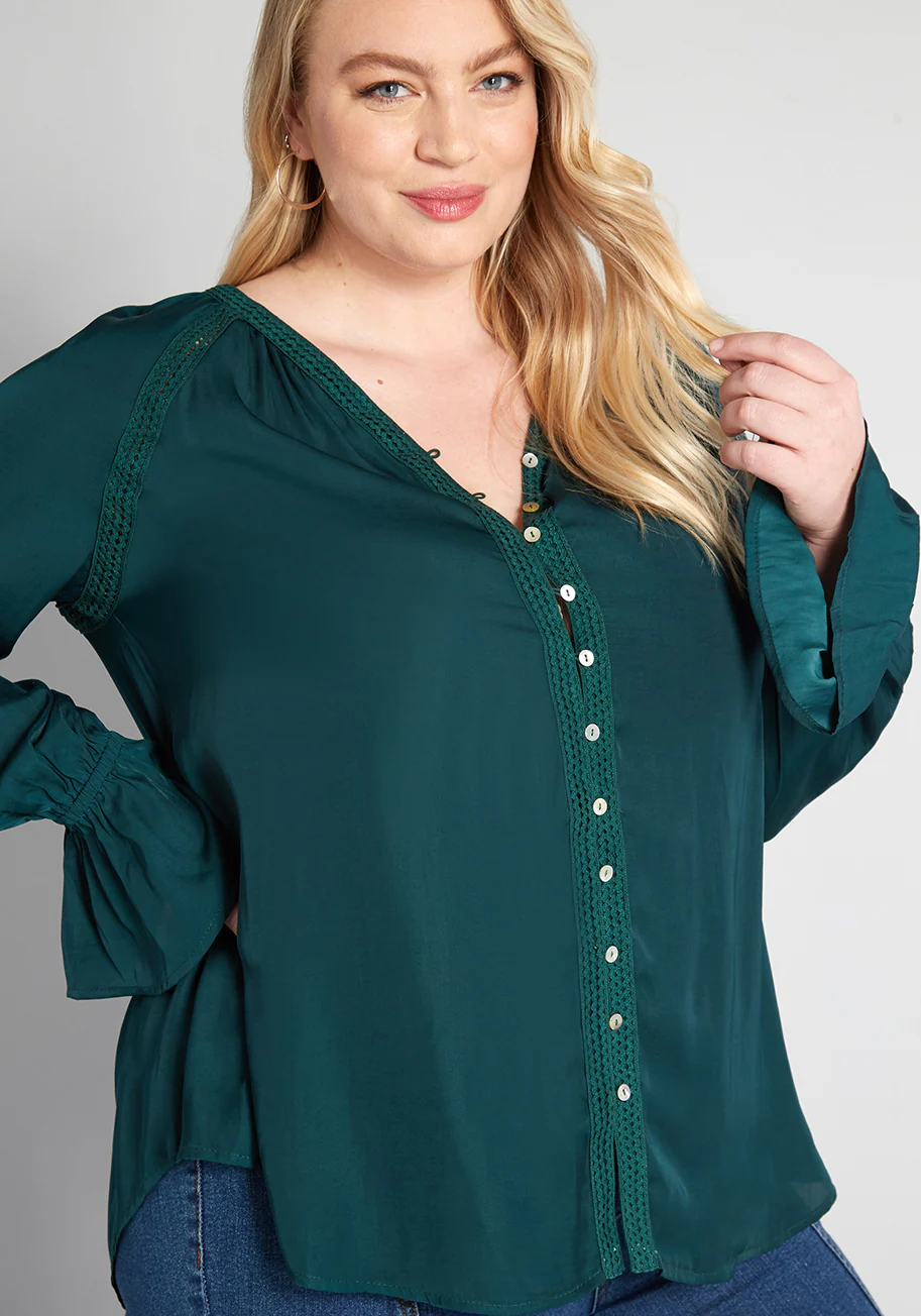 Emerald Isle Button-Up Tunic - Plus Size - Olabens
