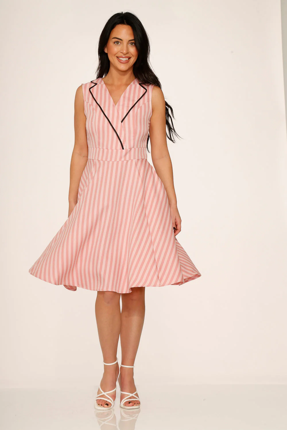 Pink Stripe Swing Dress - Olabens