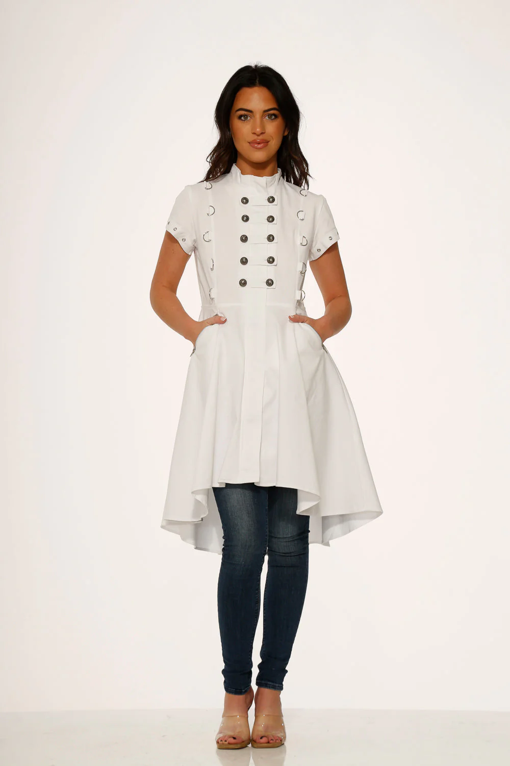 White Battalion Hi-Lo Dress - Olabens