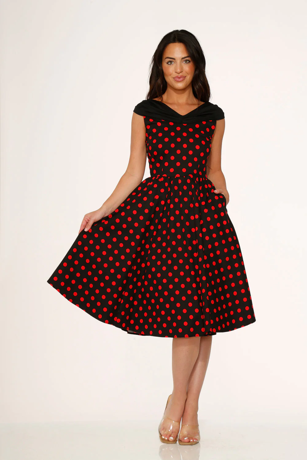 Black & Red Polka Dot Swing Dress - Olabens