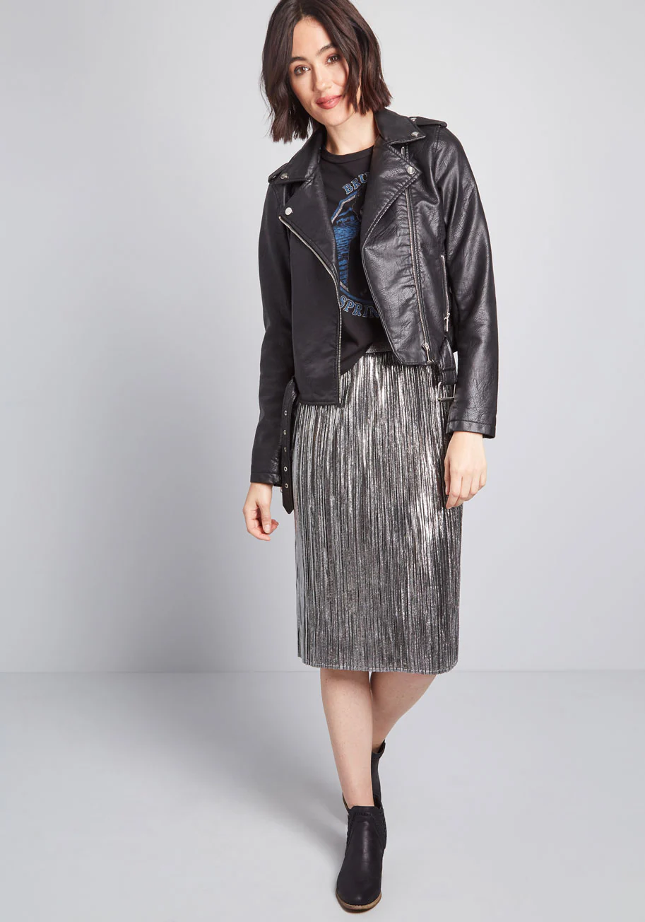 Fold Accountable Pleated Midi Skirt - Olabens