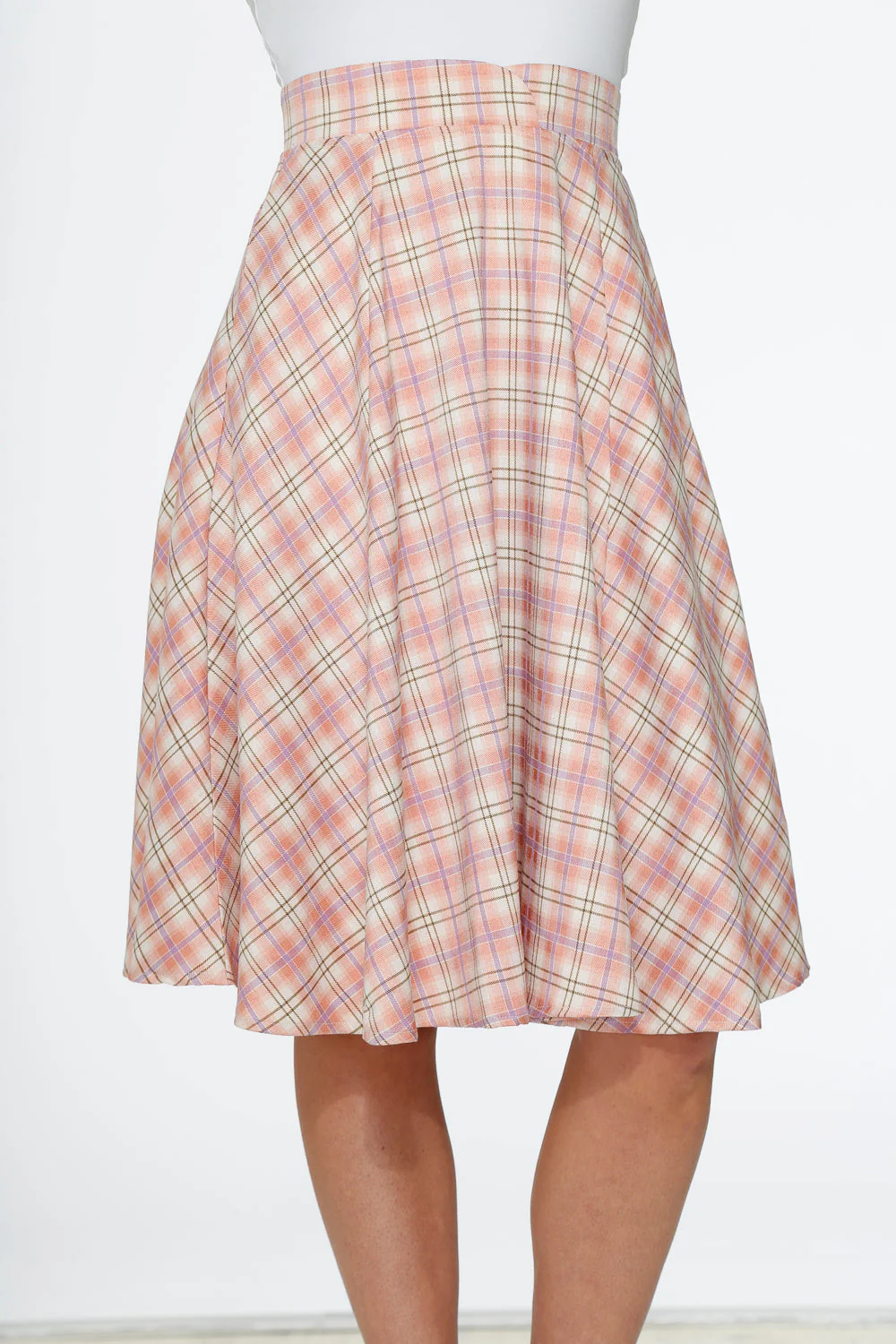 Pink Plaid Swing Skirt - Olabens