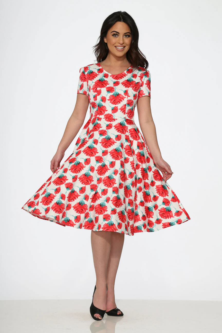 Bold Floral Swing Dress - Olabens