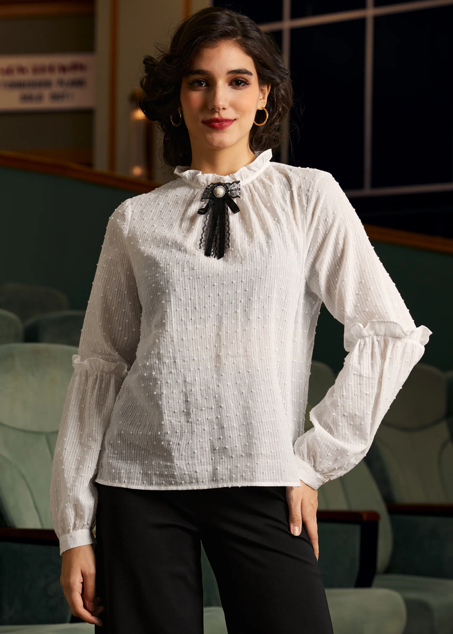 Bygone Beauty Balloon Sleeve Blouse - Olabens