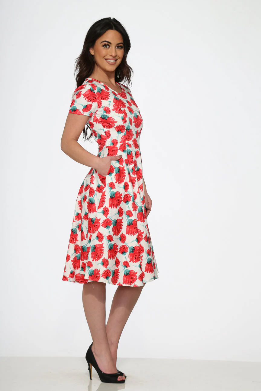 Bold Floral Swing Dress - Olabens