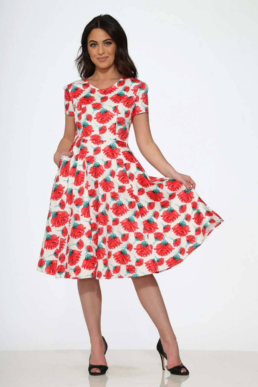 Bold Floral Swing Dress - Olabens