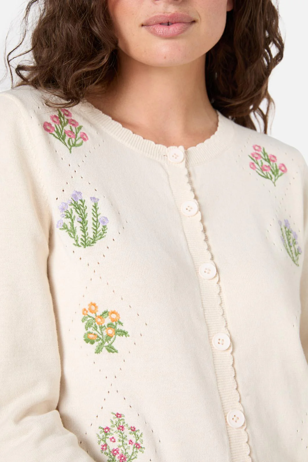Lattice Embroidered Cardigan - Olabens