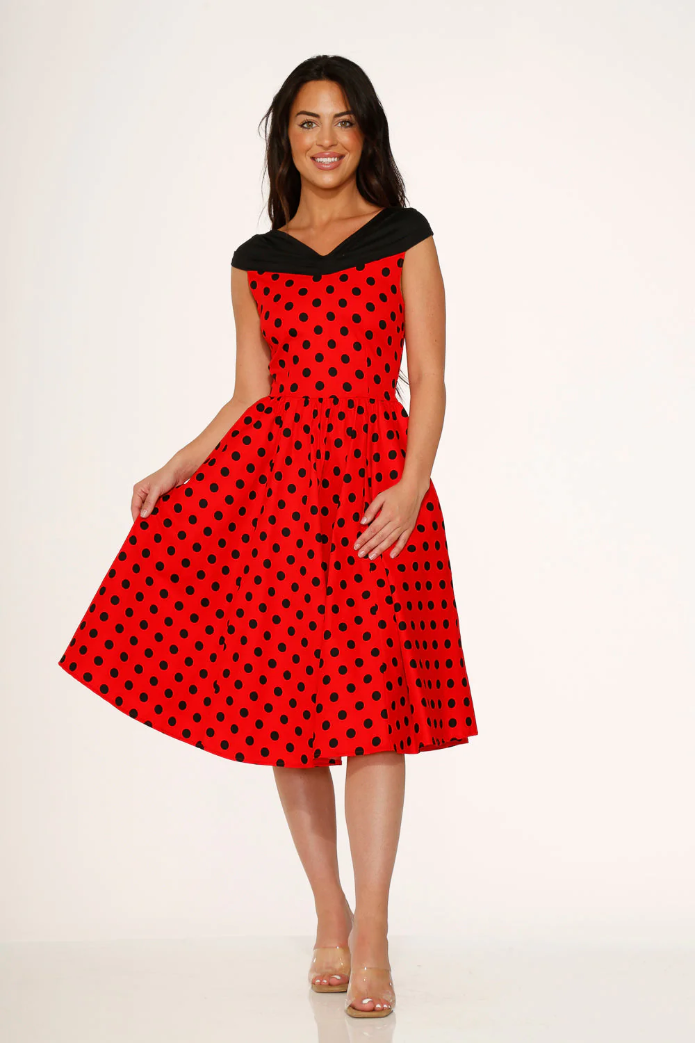 Red & Black Polka Dot Swing Dress - Olabens