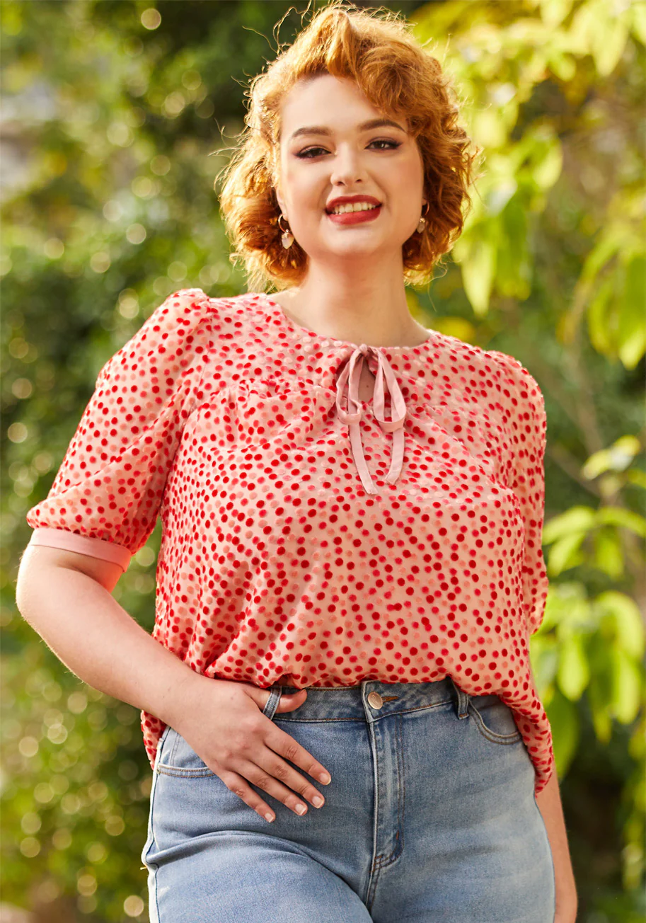 Confetti Confection Tie-Neck Blouse - Olabens