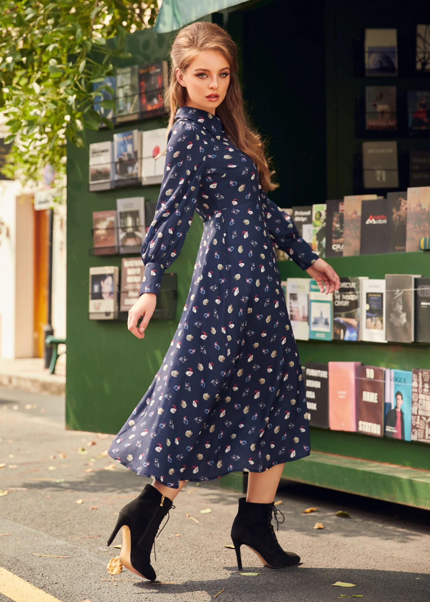 Romantic Era Button Front Midi Dress - Olabens
