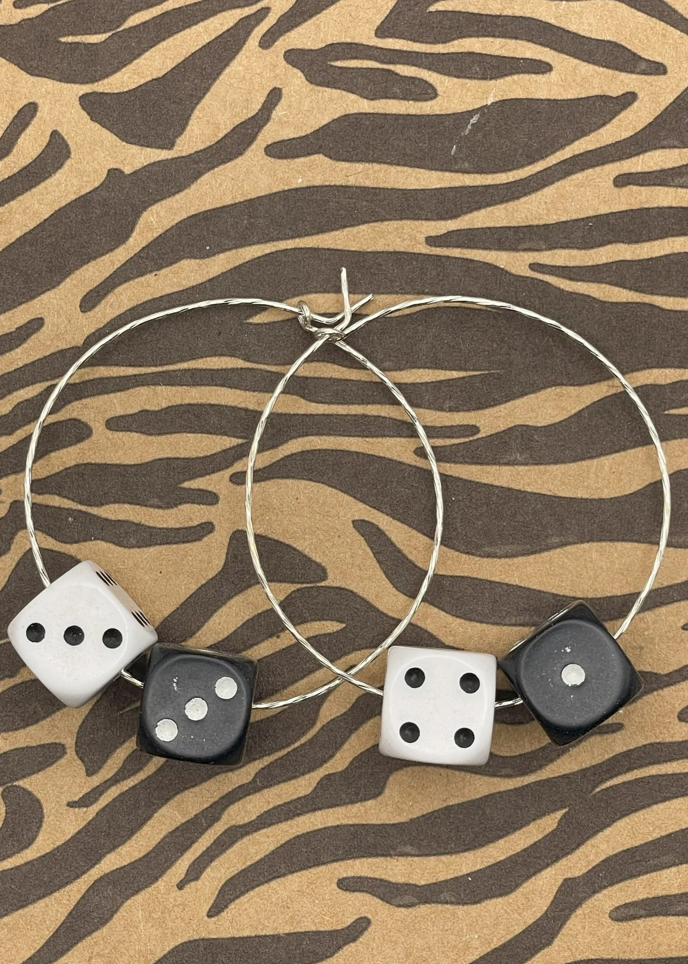 Sterling Silver Dice Hoop Earrings - Olabens