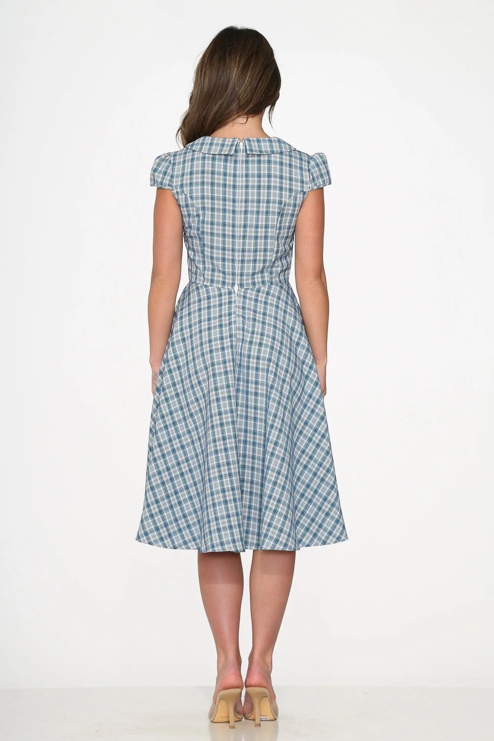 Blue Plaid Swing Dress - Olabens