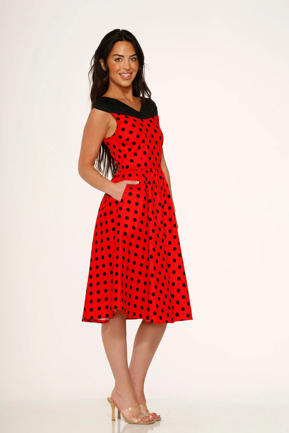 Red & Black Polka Dot Swing Dress - Olabens