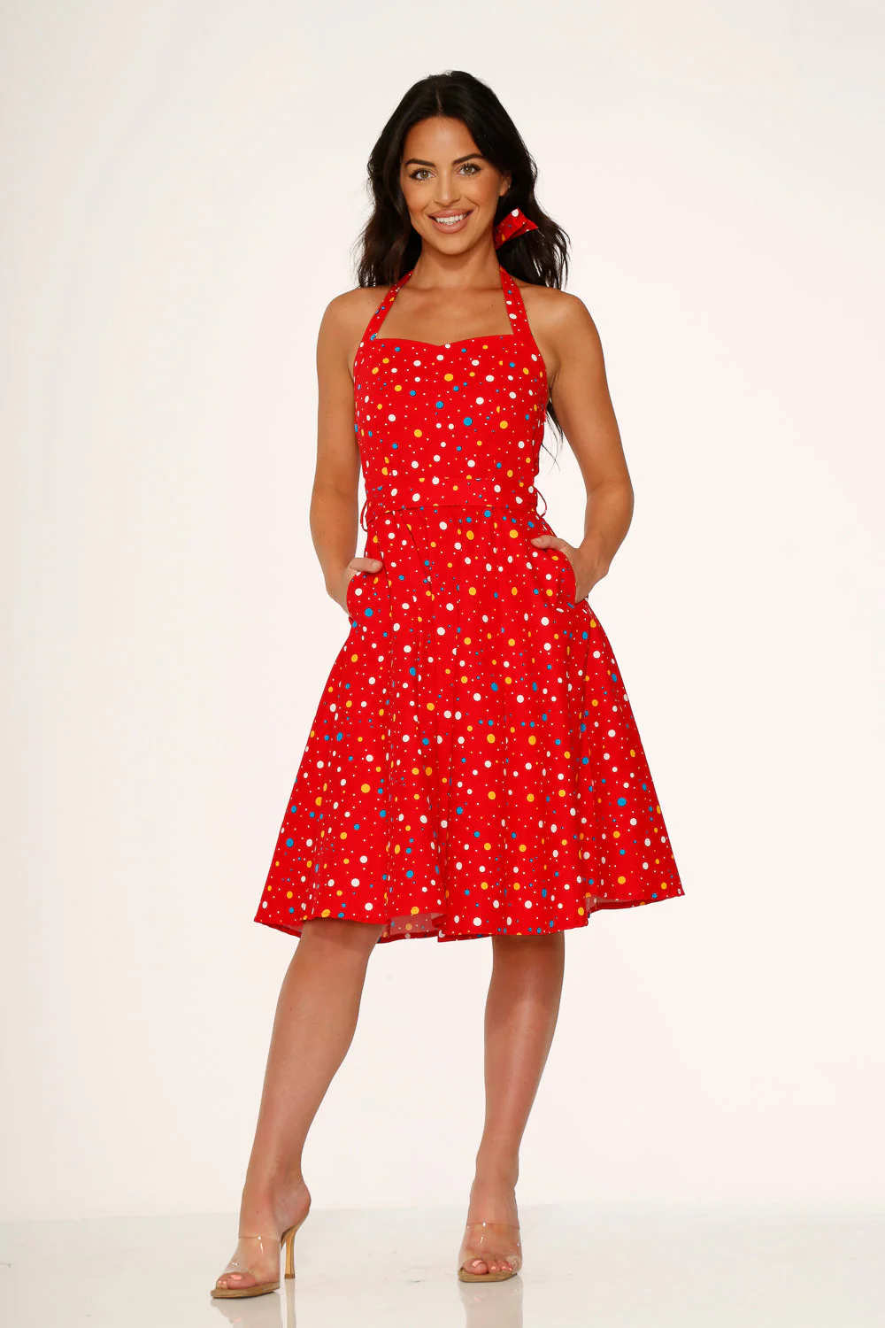 Red Candy Halter Swing Dress - Olabens