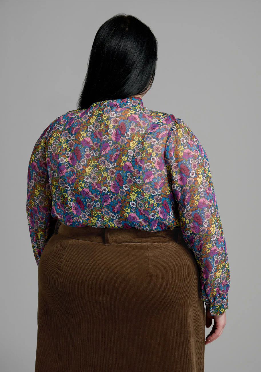 She's A Mystery Novel Tie-Neck Blouse - Olabens