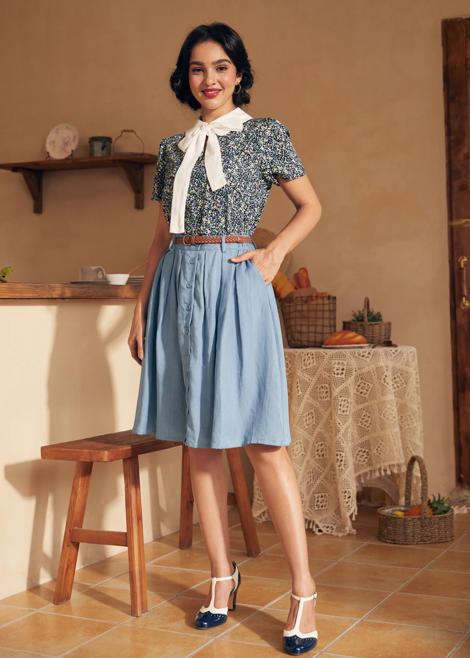 Positive First Impressions Tie-Neck Blouse - Olabens