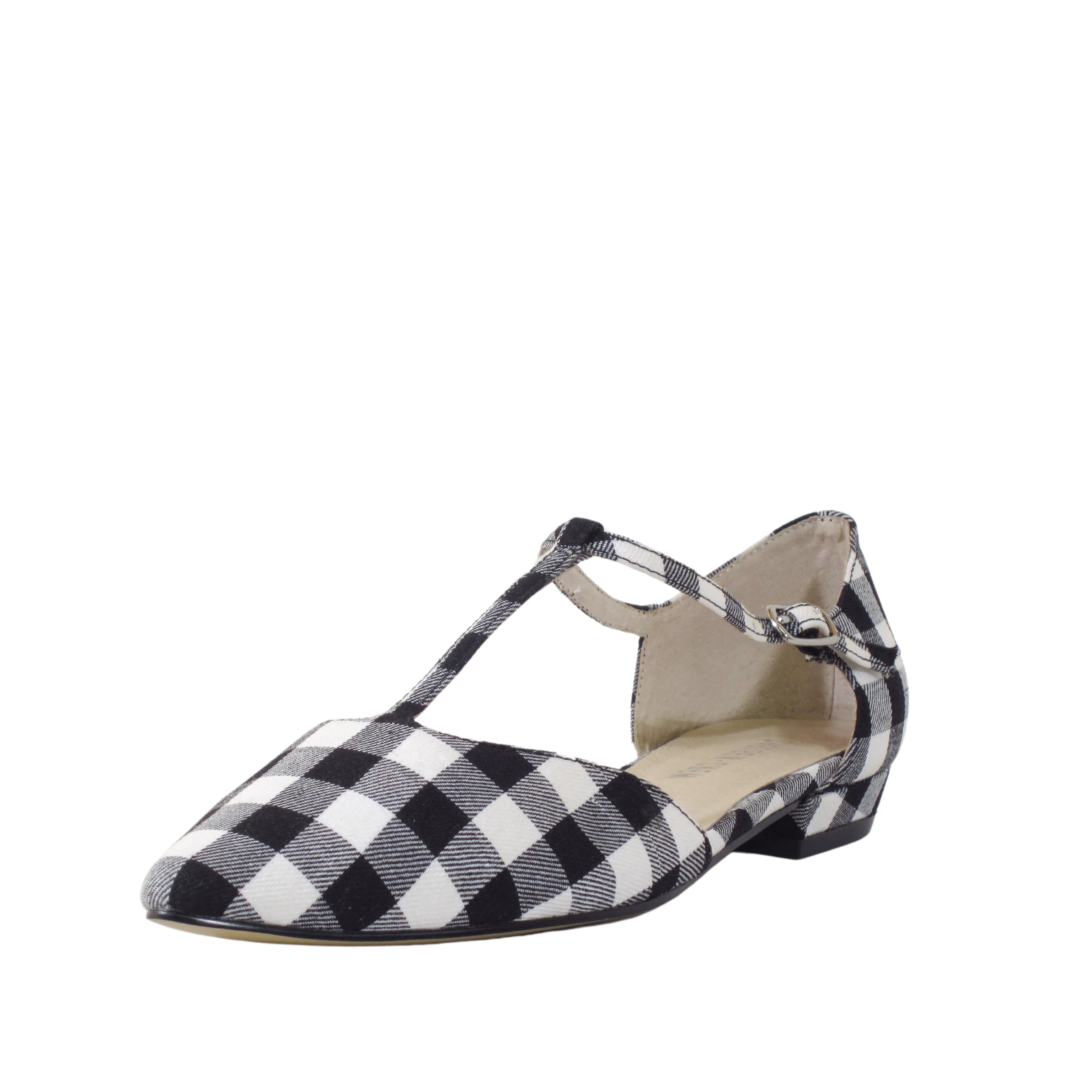 Garden Gingham T-Strap Flats - Olabens