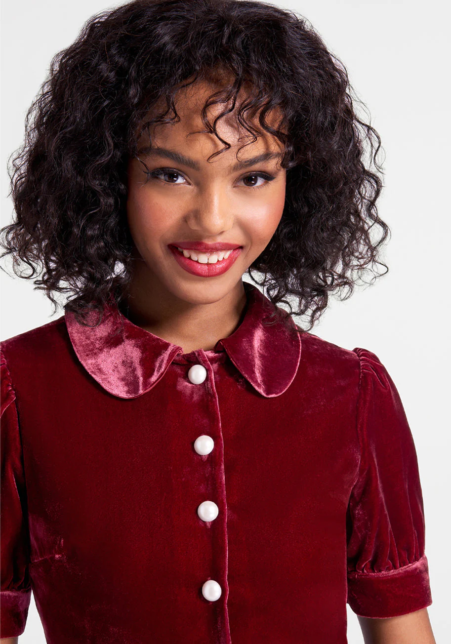 Such A Stunner Velvet Shirt Dress - Olabens