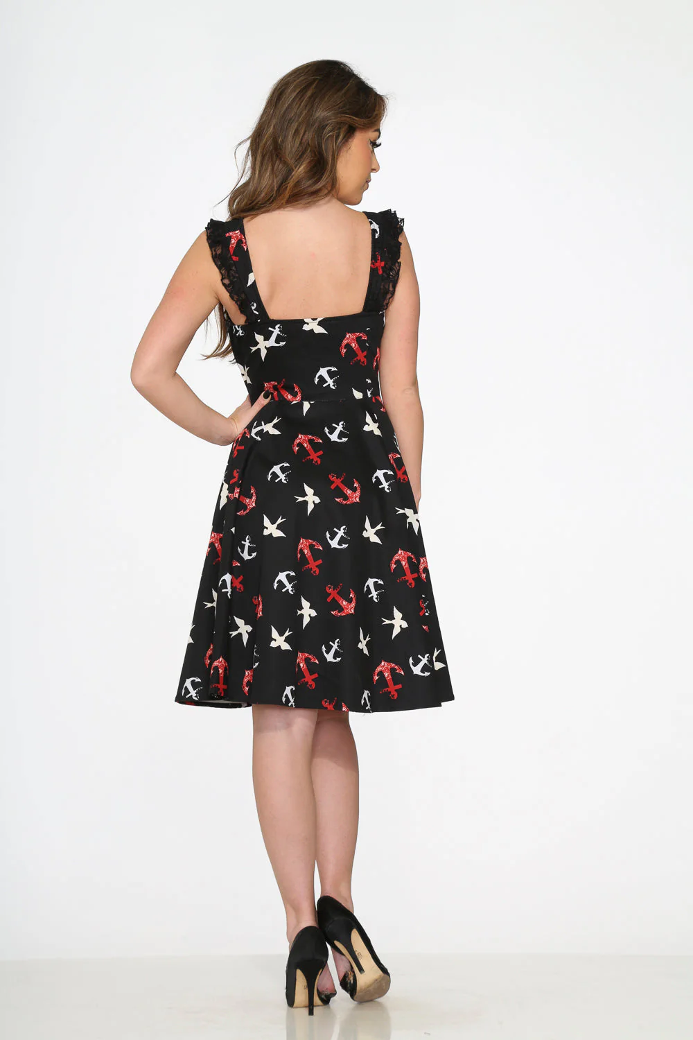 Black Swallow Swing Dress - Olabens